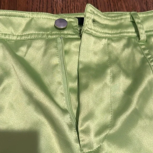 Lime Green Silky Pants - Picture 4 of 6